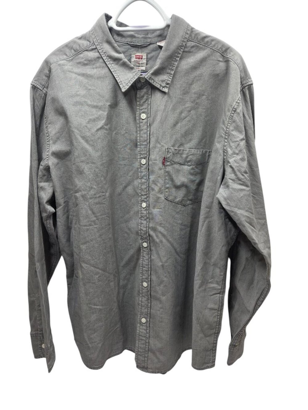 Levi's men's XXL shirt standard button up long sleeve grey cotton one pocket